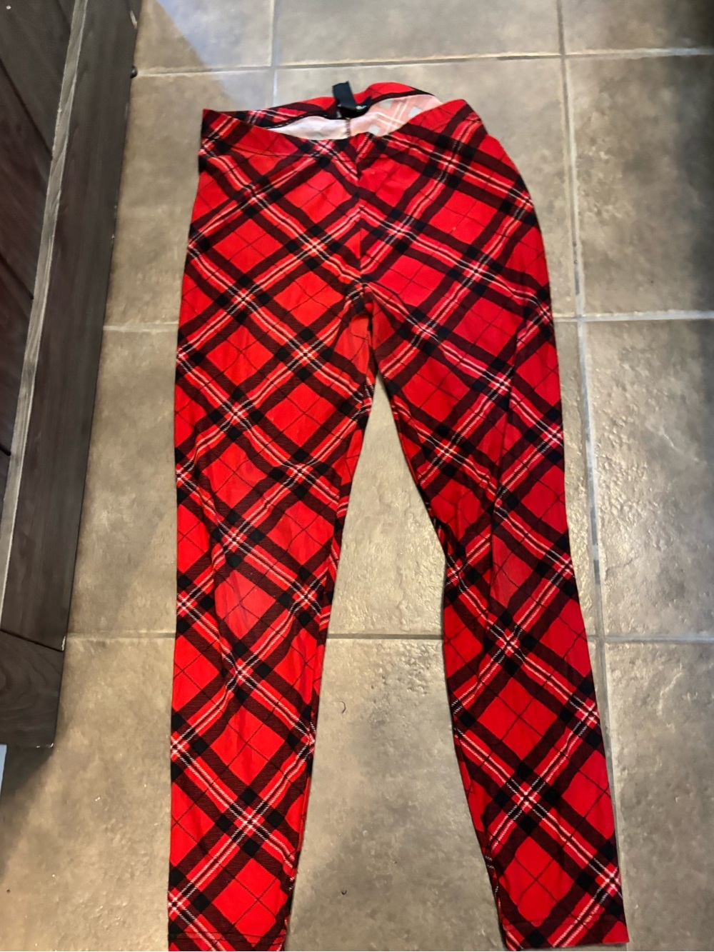 George Red and Black Plaid Kids Leggings